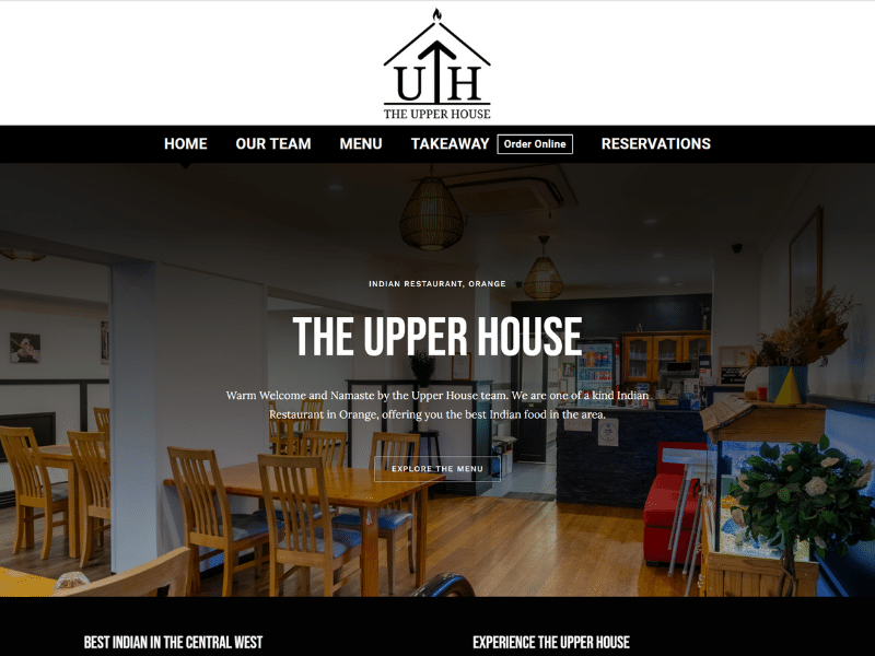The Upper House - Indian Restaurant Website